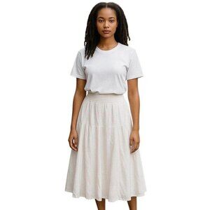 Stamp 10 Gauzy Midi Skirt White Size 16 Y2K